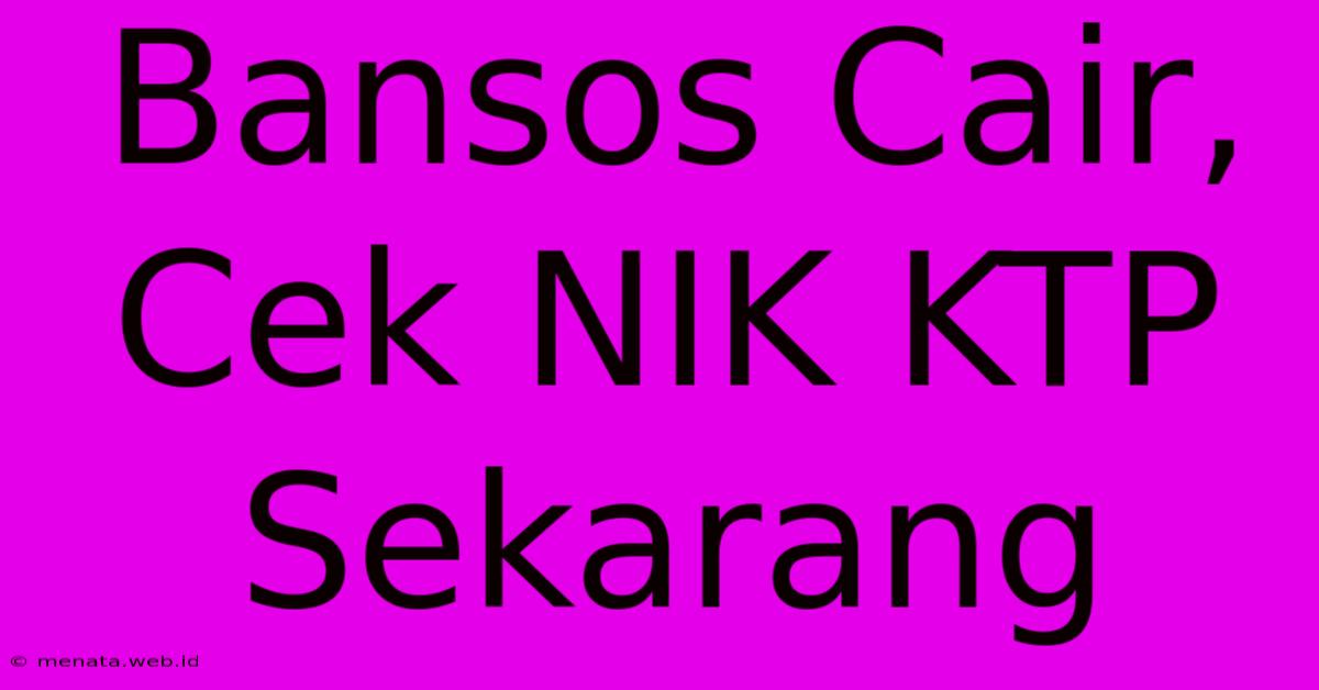 Bansos Cair, Cek NIK KTP Sekarang