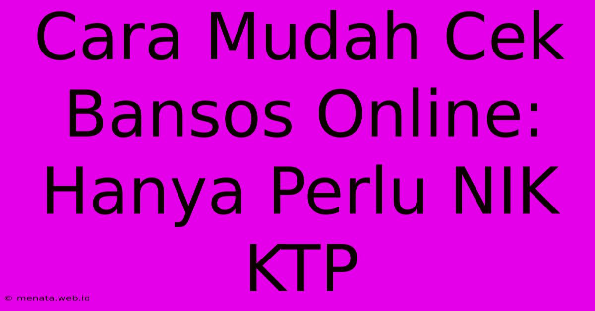 Cara Mudah Cek Bansos Online: Hanya Perlu NIK KTP 