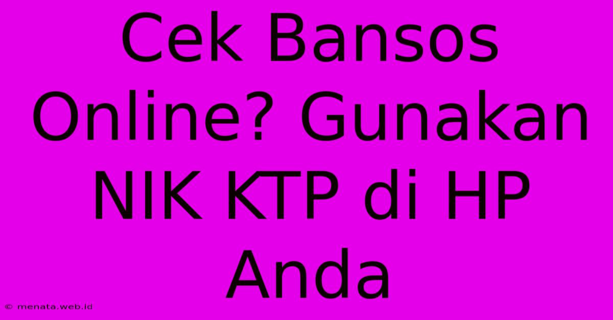 Cek Bansos Online? Gunakan NIK KTP Di HP Anda 