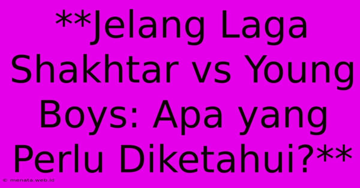 **Jelang Laga Shakhtar Vs Young Boys: Apa Yang Perlu Diketahui?**