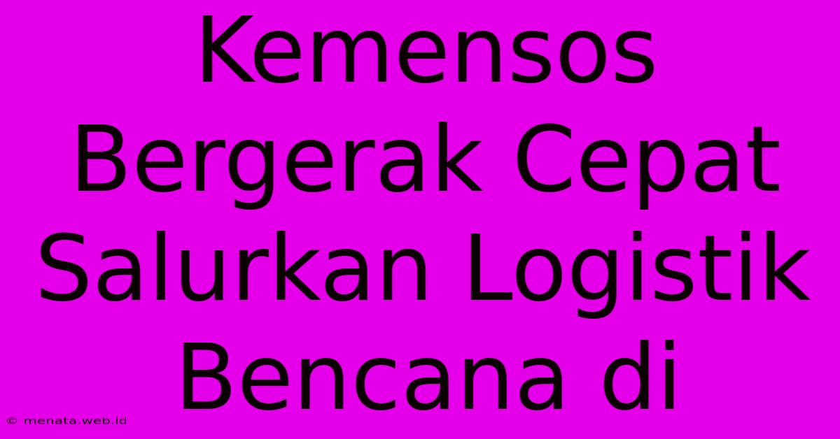 Kemensos Bergerak Cepat Salurkan Logistik Bencana Di 