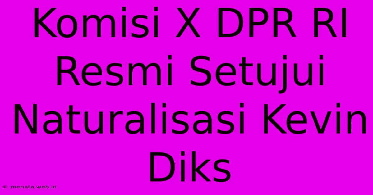 Komisi X DPR RI Resmi Setujui Naturalisasi Kevin Diks