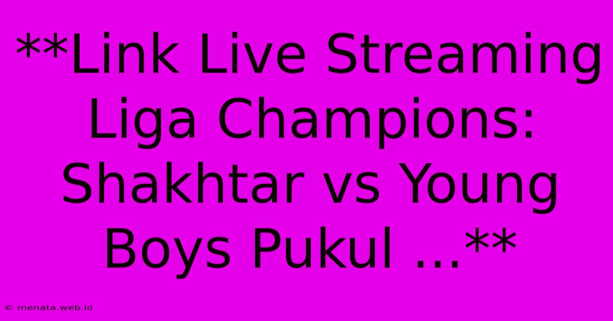 **Link Live Streaming Liga Champions: Shakhtar Vs Young Boys Pukul ...**