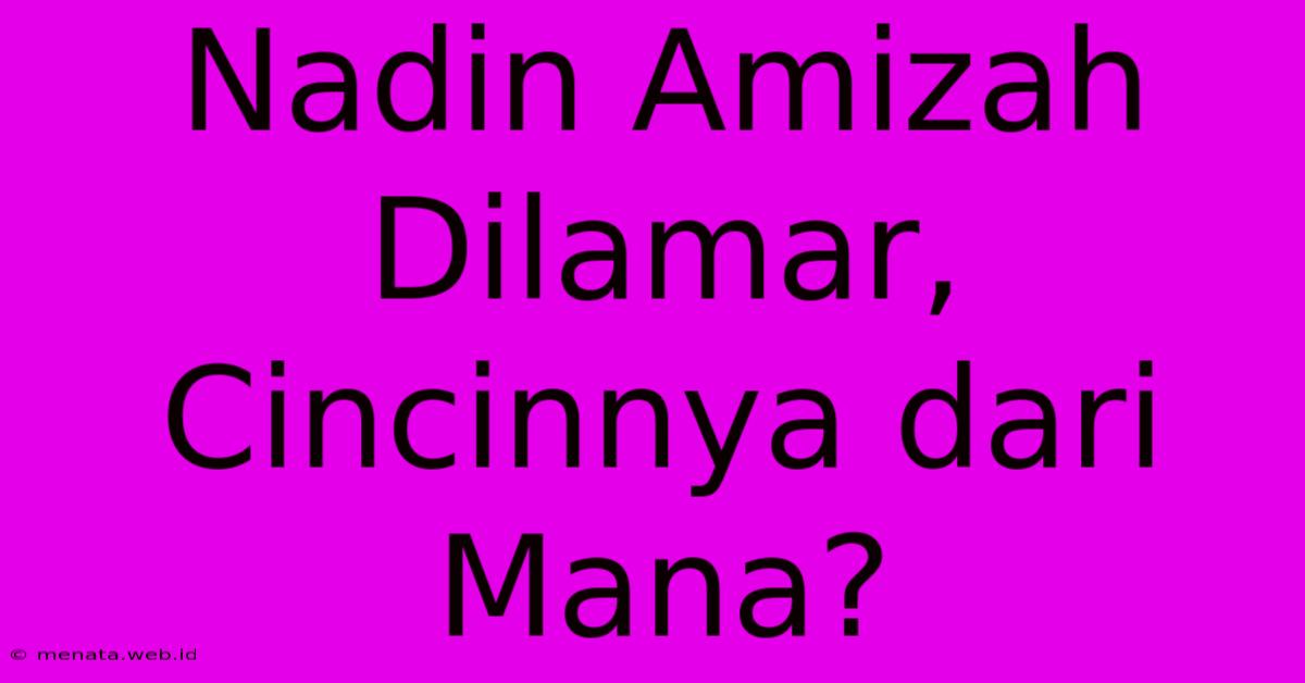 Nadin Amizah Dilamar, Cincinnya Dari Mana?