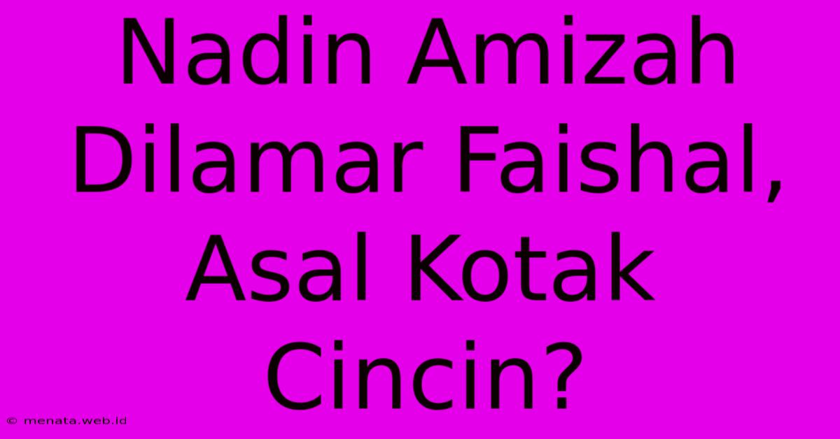 Nadin Amizah Dilamar Faishal,  Asal Kotak Cincin?