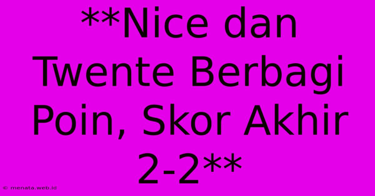 **Nice Dan Twente Berbagi Poin, Skor Akhir 2-2**