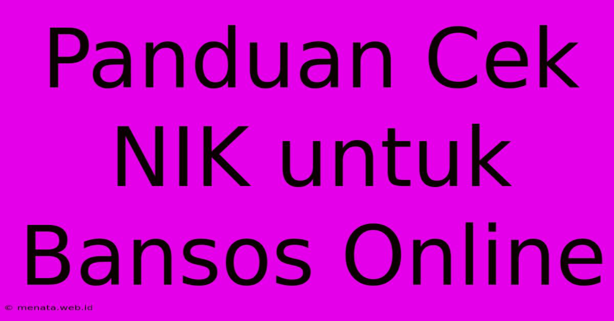 Panduan Cek NIK Untuk Bansos Online