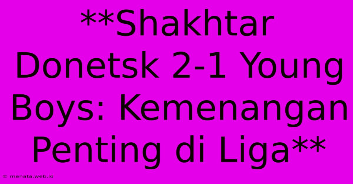 **Shakhtar Donetsk 2-1 Young Boys: Kemenangan Penting Di Liga**