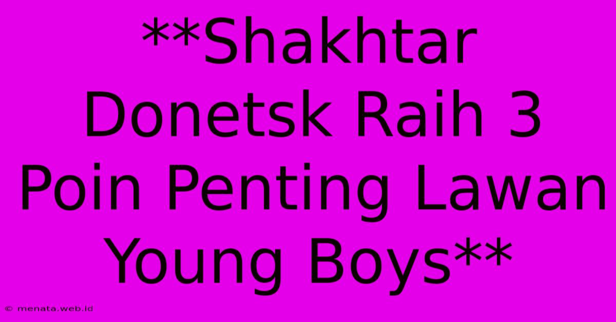 **Shakhtar Donetsk Raih 3 Poin Penting Lawan Young Boys**