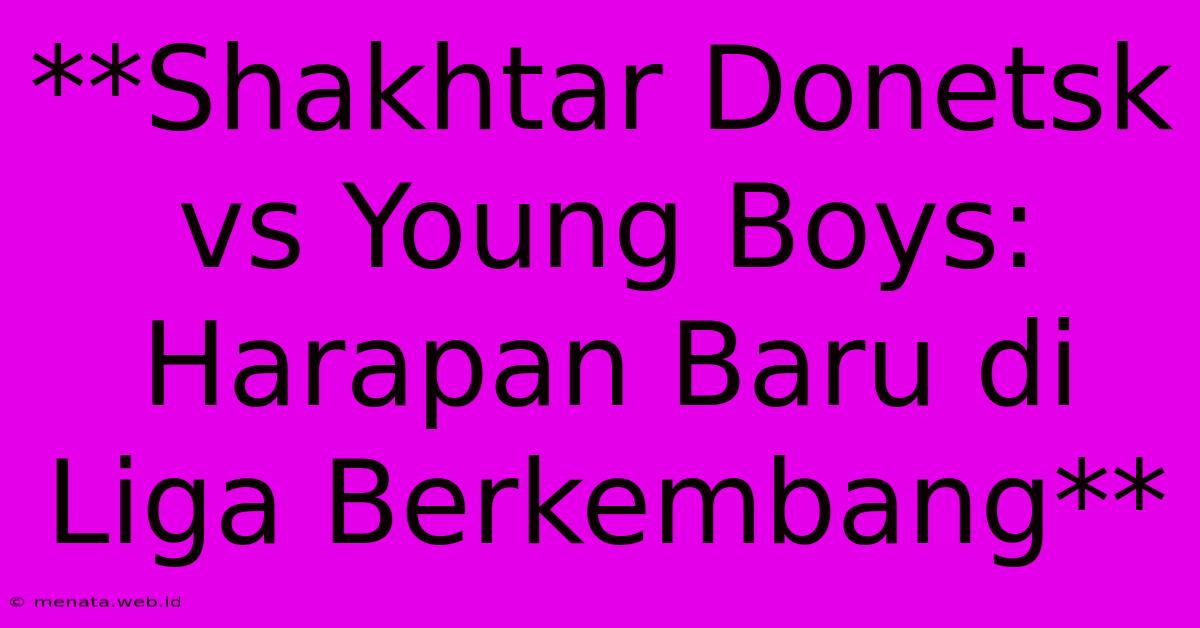 **Shakhtar Donetsk Vs Young Boys: Harapan Baru Di Liga Berkembang**