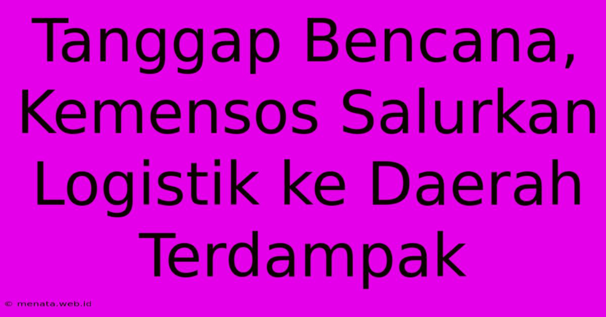 Tanggap Bencana, Kemensos Salurkan Logistik Ke Daerah Terdampak 